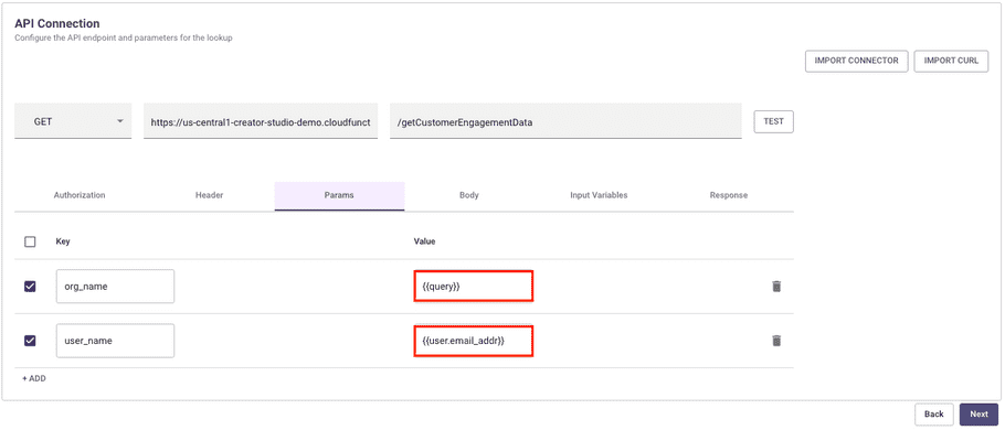 Using mustache template to reference variables