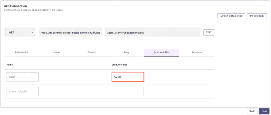 Give variables example data